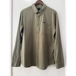 RVCA Sage Green Long Sleeve Button Down Cotton Shirt Size Med Surf Skate Street